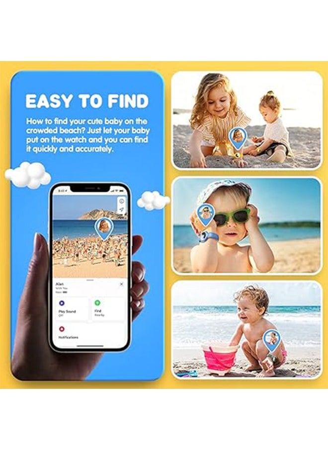 Arabest - AirTag Bracelet for Kids, 2 Pack Silicone Watch Bands + 4 Pack Anti-Scratch Films for Kids Toddler Baby Children Elders, Colorful Waterproof Wristband Compatible with Apple AirTag 2021 - Image 1
