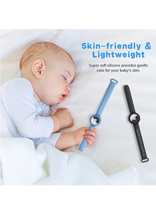 Arabest - AirTag Bracelet for Kids, 2 Pack Silicone Watch Bands + 4 Pack Anti-Scratch Films for Kids Toddler Baby Children Elders, Colorful Waterproof Wristband Compatible with Apple AirTag 2021 - Image 1