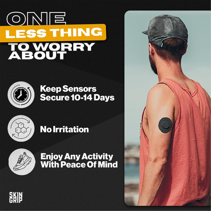 Skin Grip Adhesive Patches for Freestyle Libre 2 & Lingo CGM â€“ Waterproof & Sweatproof for 10-14 Days, Pre-Cut Adhesive Medical Tape, Sensor Cover â€“ 20 Pack, Black - Image 3