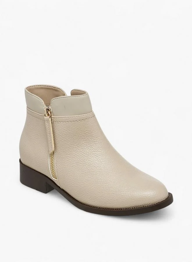 Flora Bella By Shoexpress Solid Ankle Boots with Zip Closure