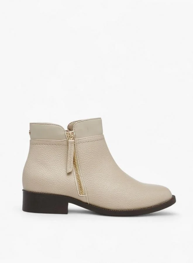 Flora Bella By Shoexpress Solid Ankle Boots with Zip Closure