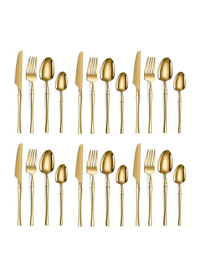 cosyinn 24-Piece Elegant Stainless Steel Flatware Set Gold - Image 1