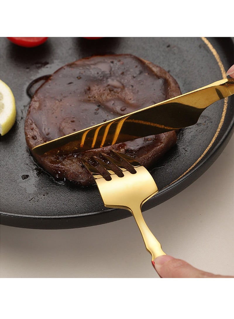 cosyinn 24-Piece Elegant Stainless Steel Flatware Set Gold - Image 2