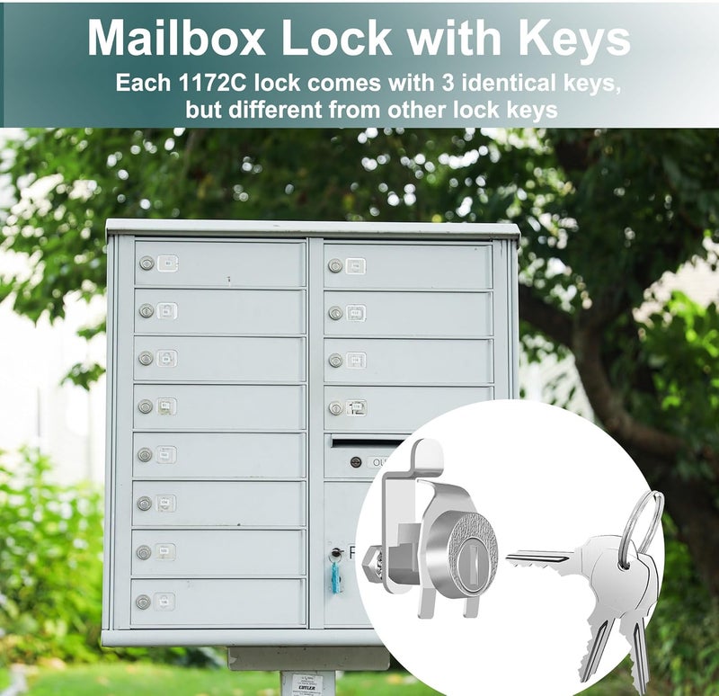 Yqwwda 1 Pack Mailbox Lock, National L-1172C Mailbox Lock Replacement for C9100 Mailbox Key Lock with 3 Keys, Nickel Finish - Image 5