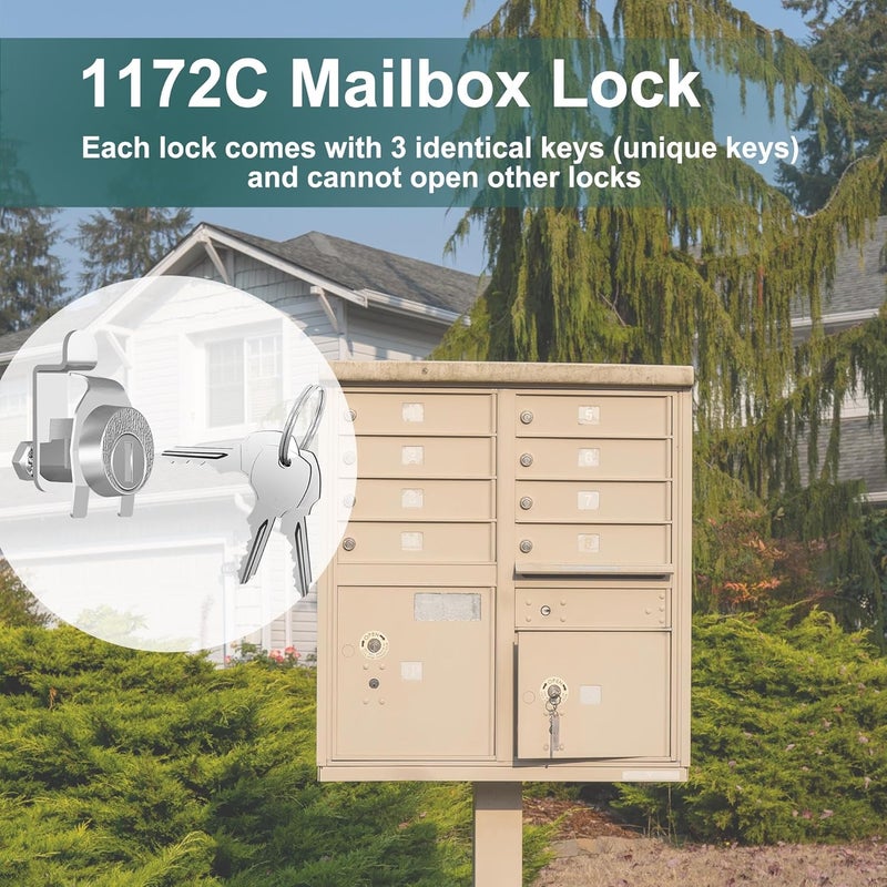 Yqwwda 1 Pack Mailbox Lock, National L-1172C Mailbox Lock Replacement for C9100 Mailbox Key Lock with 3 Keys, Nickel Finish - Image 3