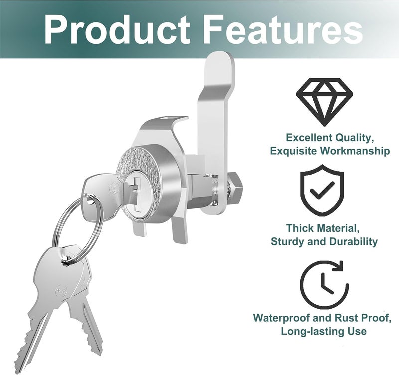 Yqwwda 1 Pack Mailbox Lock, National L-1172C Mailbox Lock Replacement for C9100 Mailbox Key Lock with 3 Keys, Nickel Finish - Image 2