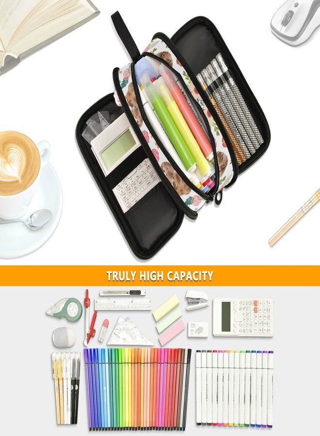 XUWU Dachshund Dog Large Capacity Pencil Case cute dachshunds Sausage Dogs Makeup Pouch Office School Large Storage Pen Bag 3 Compartment pencil box for Adults School Teen Girl Boy Men Women - Image 5