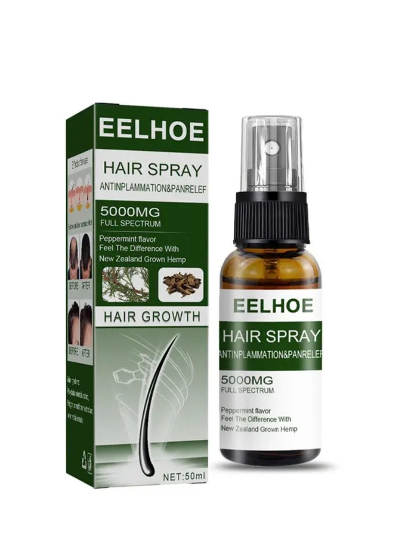 EELHOE بخاخ شعر 50 مل لعلاج تساقط الشعر ورذاذ إنبات الشعر وزيت أساسي لنمو الشعر ورعاية تغذية نمو الشعر ورذاذ زيت النعناع لعلاج فروة الرأس ورذاذ سيروم نمو الشعر ورذاذ مضاد لتساقط الشعر - Image 1