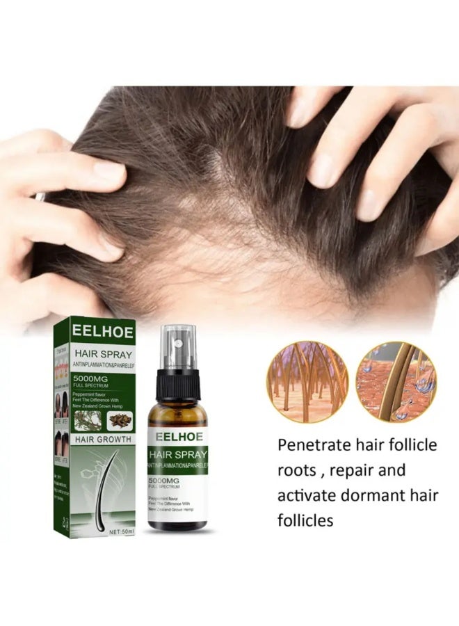 EELHOE بخاخ شعر 50 مل لعلاج تساقط الشعر ورذاذ إنبات الشعر وزيت أساسي لنمو الشعر ورعاية تغذية نمو الشعر ورذاذ زيت النعناع لعلاج فروة الرأس ورذاذ سيروم نمو الشعر ورذاذ مضاد لتساقط الشعر - Image 3