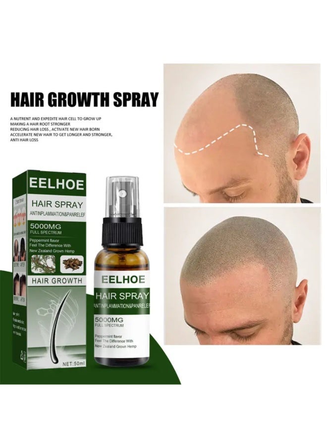 EELHOE بخاخ شعر 50 مل لعلاج تساقط الشعر ورذاذ إنبات الشعر وزيت أساسي لنمو الشعر ورعاية تغذية نمو الشعر ورذاذ زيت النعناع لعلاج فروة الرأس ورذاذ سيروم نمو الشعر ورذاذ مضاد لتساقط الشعر - Image 2