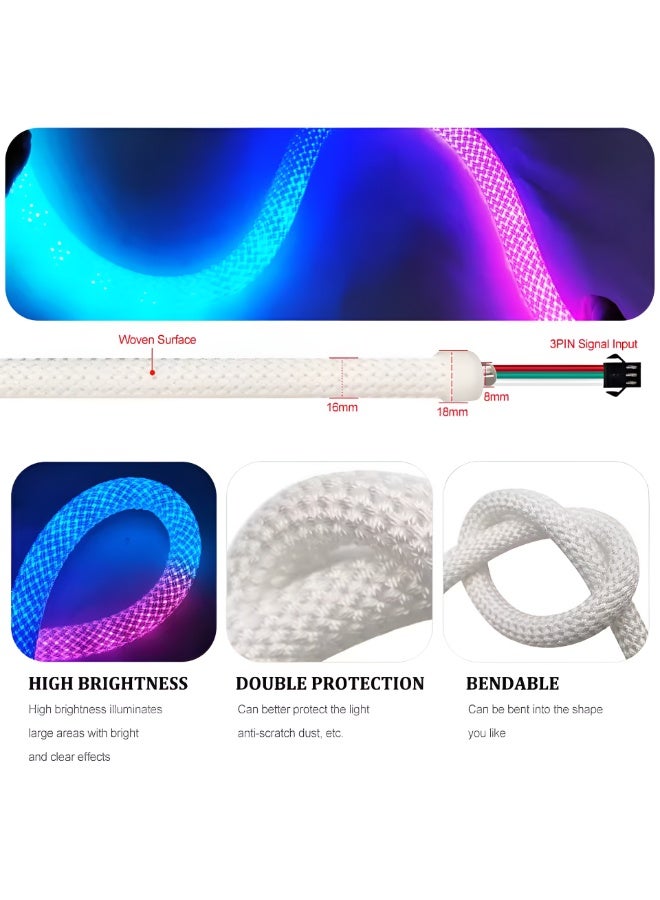 ETRONIK شريط إضاءة LED نيون بزاوية 360 درجة، RGB WS2812B 5 فولت / WS2811 12 فولت، مقاوم للماء IP67، قابل للعنونة بشكل فردي، أنبوب سيليكون مرن - Image 4