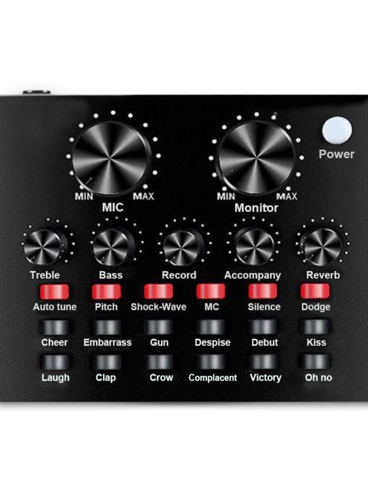 V8 Live Sound Card Portable Mobile Audio Mixer Karaoke Sound Mixer Recording Sound Card for Live Broadcast K Songs, Recording, Voice Chatting with Multiple Funny Sound Effect - Image 1