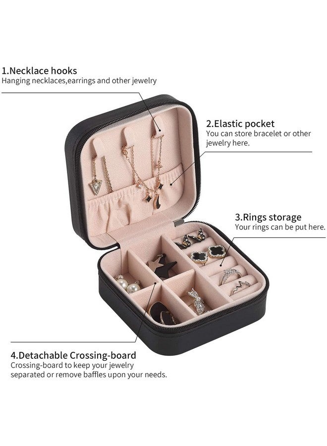 YouBella Jewellery Set of 2 Combo Organisers Gifts PU Leather Zipper Portable Home Jwell organizer Storage Box Case Container for Rings, Earrings, Necklace for Girls and women (Pink & Black) - Image 5