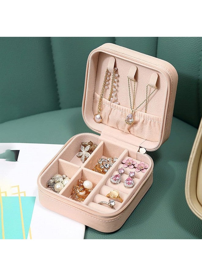 YouBella Jewellery Set of 2 Combo Organisers Gifts PU Leather Zipper Portable Home Jwell organizer Storage Box Case Container for Rings, Earrings, Necklace for Girls and women (Pink & Black) - Image 3