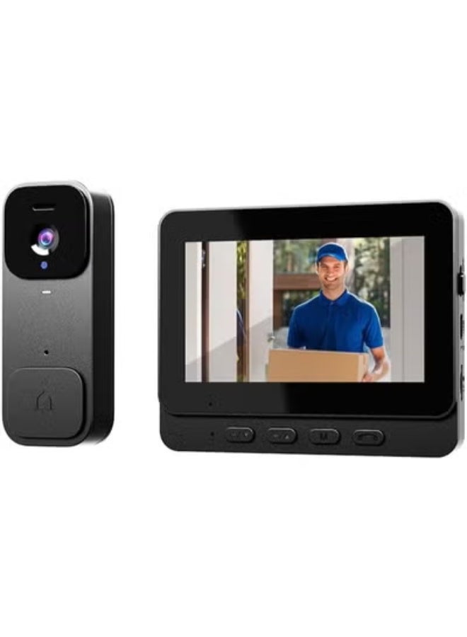 X7 Smart Video Doorbell with 4.3 Inch HD Screen, WiFi, Battery Powered Wireless Cat Eye Security Camera