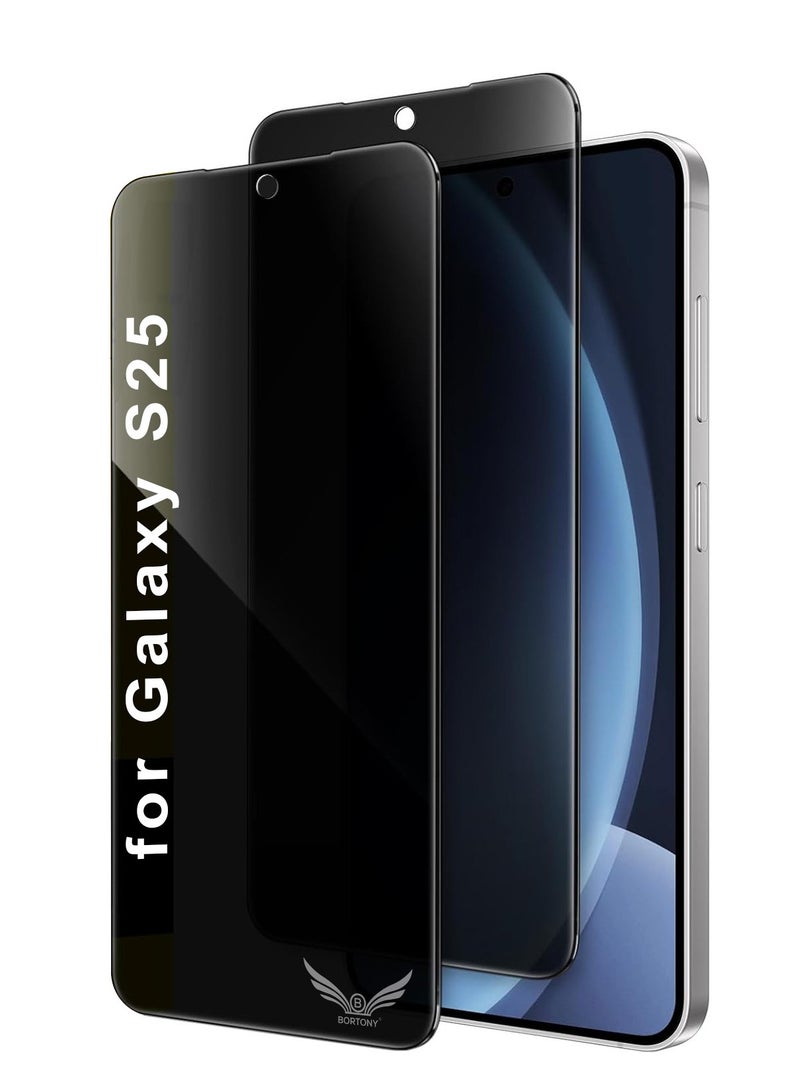 BORTONY Samsung Galaxy S25 5G Tempered Glass Film Anti-Spy Fingerprint ID Compatible with 2-Pack Bubble Free Tempered Glass for Samsung Galaxy S25 5G - Image 1