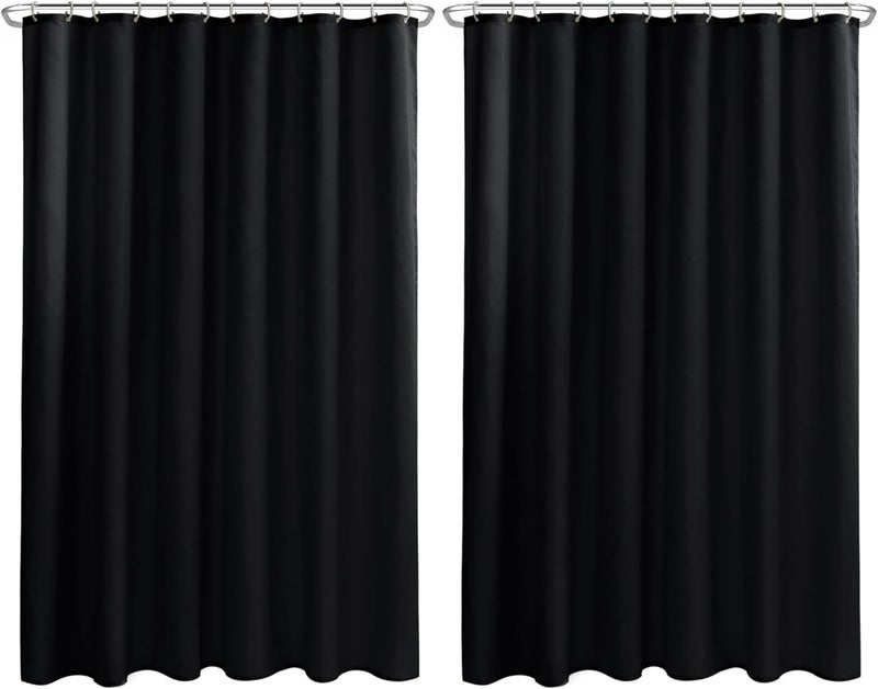 Nasitos Long Fabric Shower Curtain Liners 2 Pack - W72 x H78 - Water Resistant & Lightweight Cloth Shower Curtains for Bath Tub, Soft Hotel Quality, Machine Washable (Black, 4 Magnets Included) - Image 1