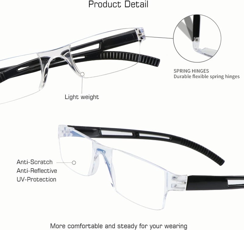 VisionGlobal 5/8 Pairs Reading Glasses, Computer Reading Glasses for Women and Men, Fashion Square Eyewear Frame - Image 2
