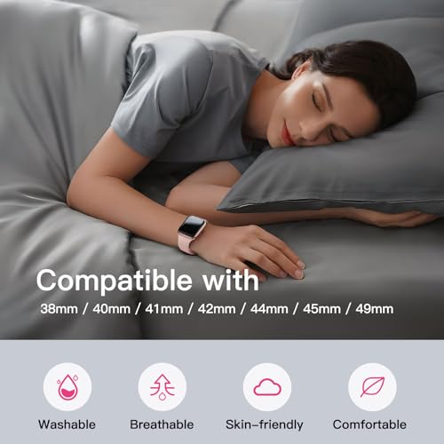 SuperNaNa Sport Silicone Band Compatible with Apple Watch Bands 40mm 38mm 41mm 44mm 45mm 42mm 49mm Women Men,Soft Wristband Waterproof Replacement Sport Strap for iWatch Bands Series 9 8 7 6 5 4 3 2 1 SE Ultra - Image 5