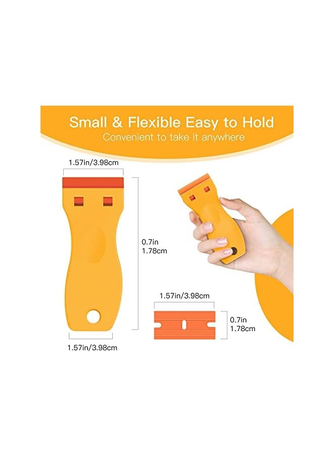 PROMASS promass Plastic Razor Blades Scraper Tool -Wall Paint Remover with 100 PCS Blades Kit No Scratch Car Window Glass Wood Sticker Removal Floor (2pcs yellow)  - Image 2