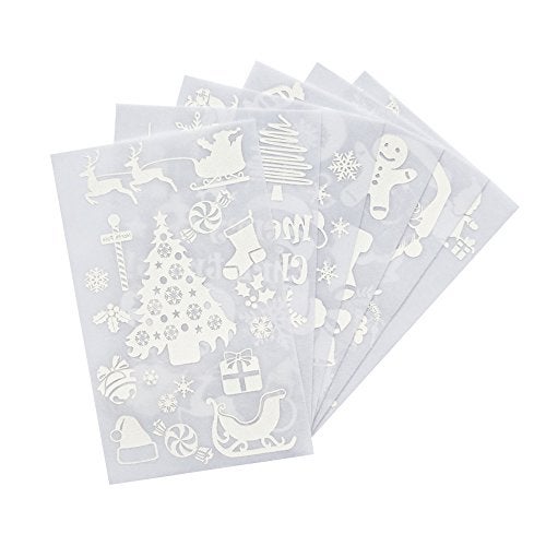 Magfok Iron on Patches 3D Letter and 1 to 5 inch Christmas Design for DIY, White - 6 Sheet (White or Red Optional) - Image 1