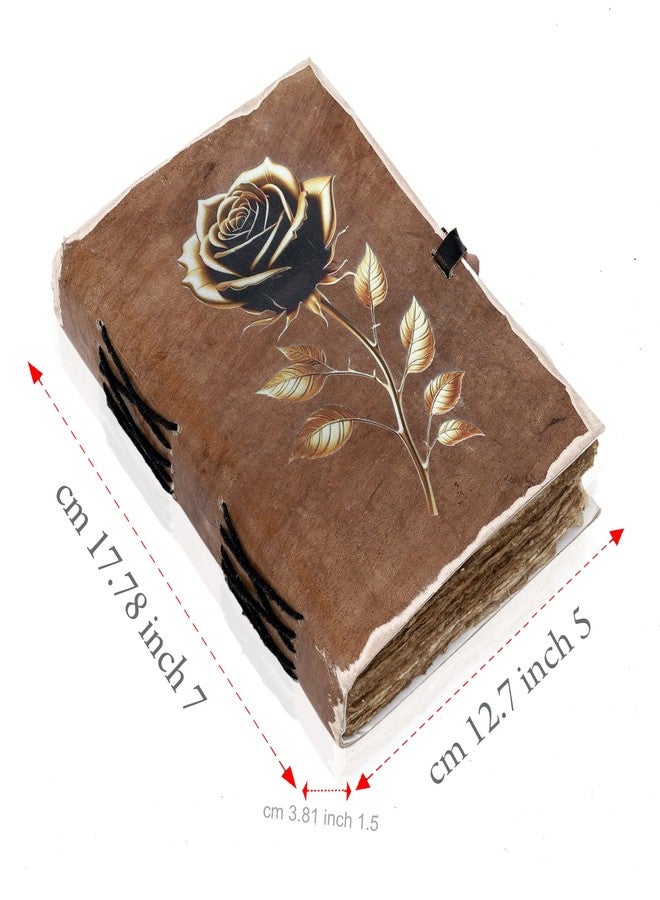 cuero Vintage Elegant Rose Leather Journal Floral Notebook Spiritual Growth Mystical Blossoming Golden Black Rose Diary for Women Girls Handmade Antique Notebook for Writing and Gifting 5x7 inches - Image 3
