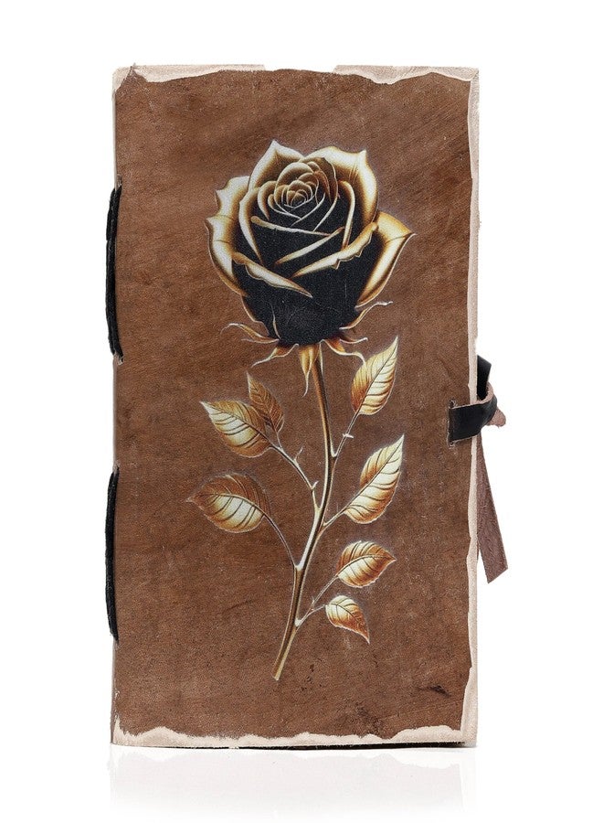 cuero Vintage Elegant Rose Leather Journal Floral Notebook Spiritual Growth Mystical Blossoming Golden Black Rose Diary for Women Girls Handmade Antique Notebook for Writing and Gifting 5x7 inches - Image 2