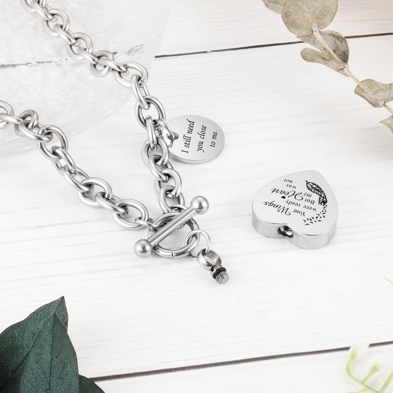 XIUDA Heart Cremation Urn Necklaces for Ashes Locket Cremation Jewelry for Human Ashes Stainless Steel Memorial Keepsake Pendant for Women - Image 2