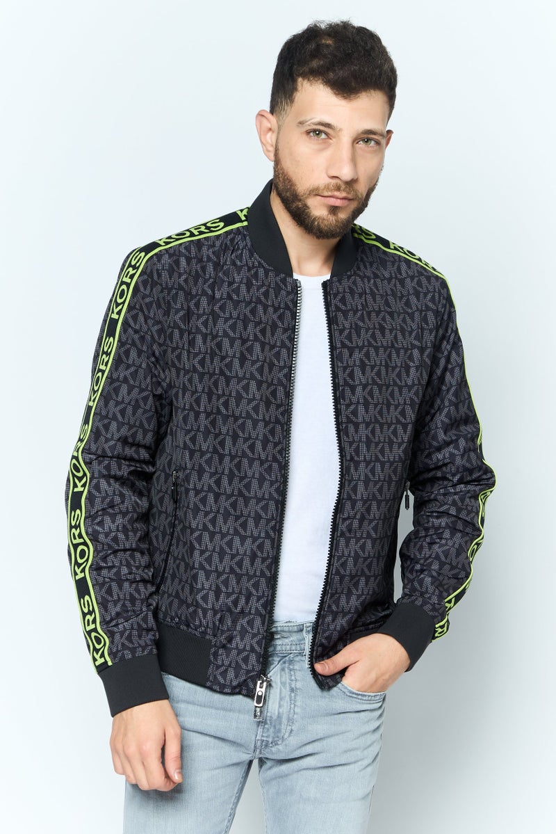Michael Kors Men Brand Logo Windbreaker Jacket, Black  - Image 1