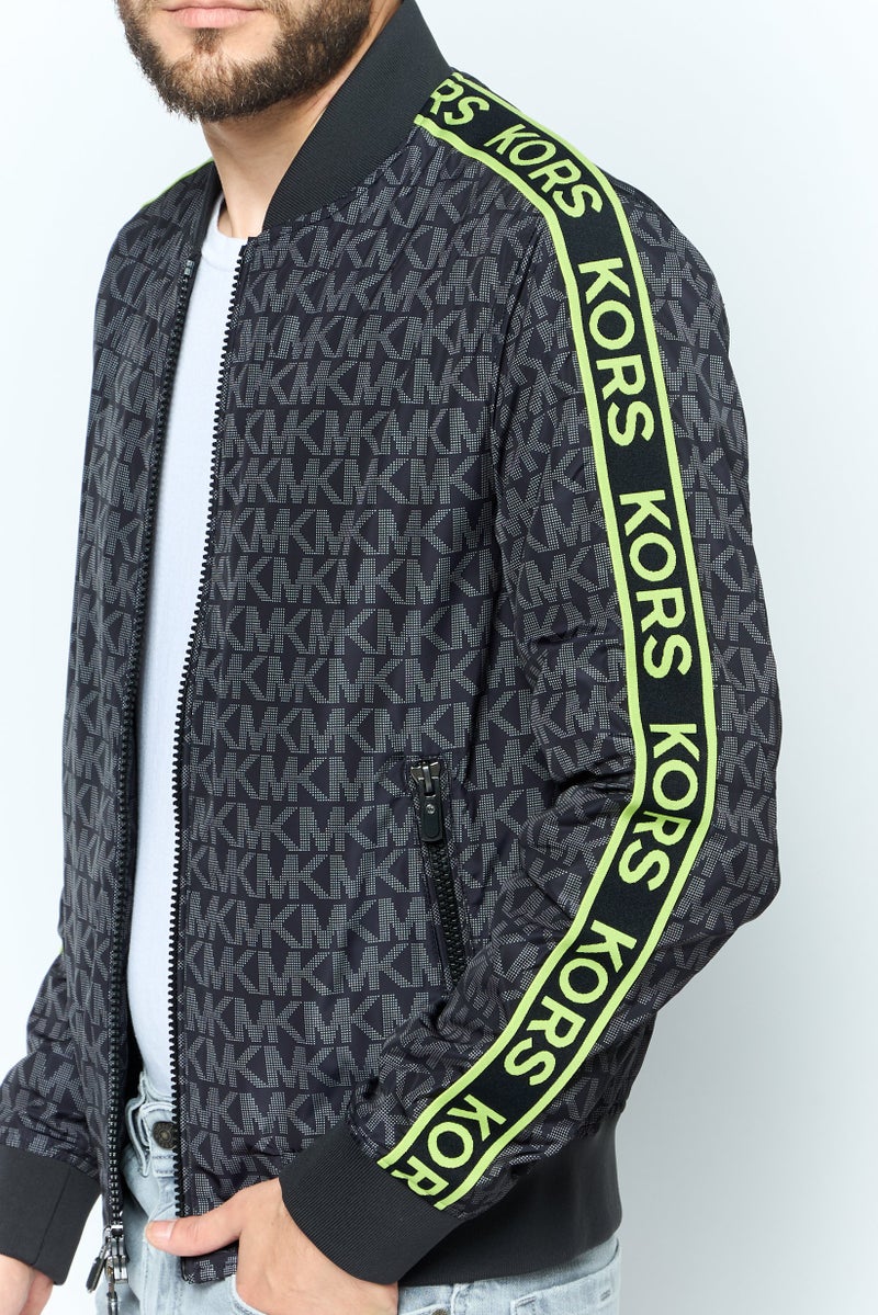 Michael Kors Men Brand Logo Windbreaker Jacket, Black  - Image 3