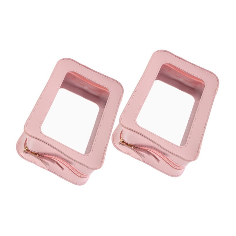 Waterproof PVC Cosmetic Bag Toiletry Organizer Travel Makeup Storage Pouch Pink - Image 2