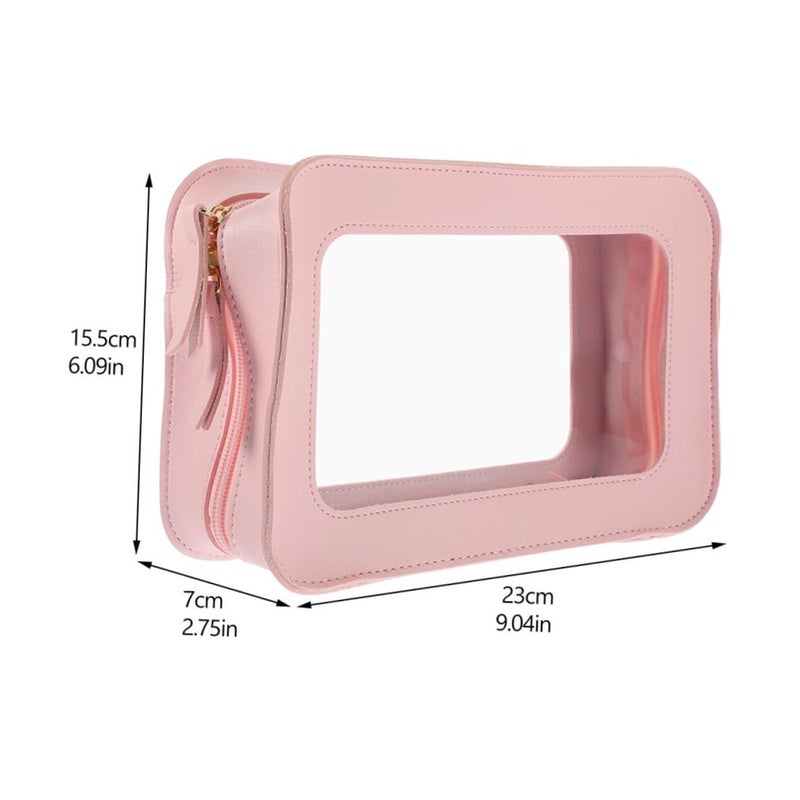Waterproof PVC Cosmetic Bag Toiletry Organizer Travel Makeup Storage Pouch Pink - Image 3