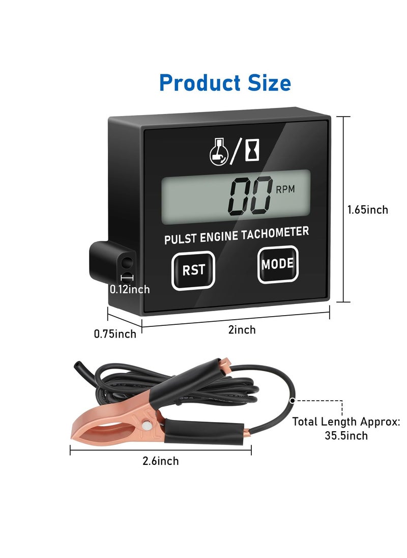 Excefore - Tachometer for Small Engines, Digital Tachometer with Clip Reset Function, Inductive Hour Meter for 2 Stroke and 4 Stroke, Waterproof Tachometer for Cropper Generator Lawn Mower RV ATV - Image 1