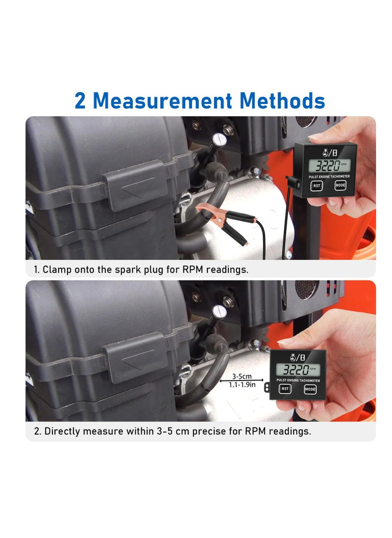Excefore - Tachometer for Small Engines, Digital Tachometer with Clip Reset Function, Inductive Hour Meter for 2 Stroke and 4 Stroke, Waterproof Tachometer for Cropper Generator Lawn Mower RV ATV - Image 1