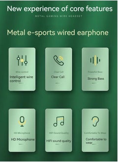 Generic Metal magnetic wired headphones L-shaped 3.5MM elbow in-ear e-sports game music noise reduction headphones black  - Image 3