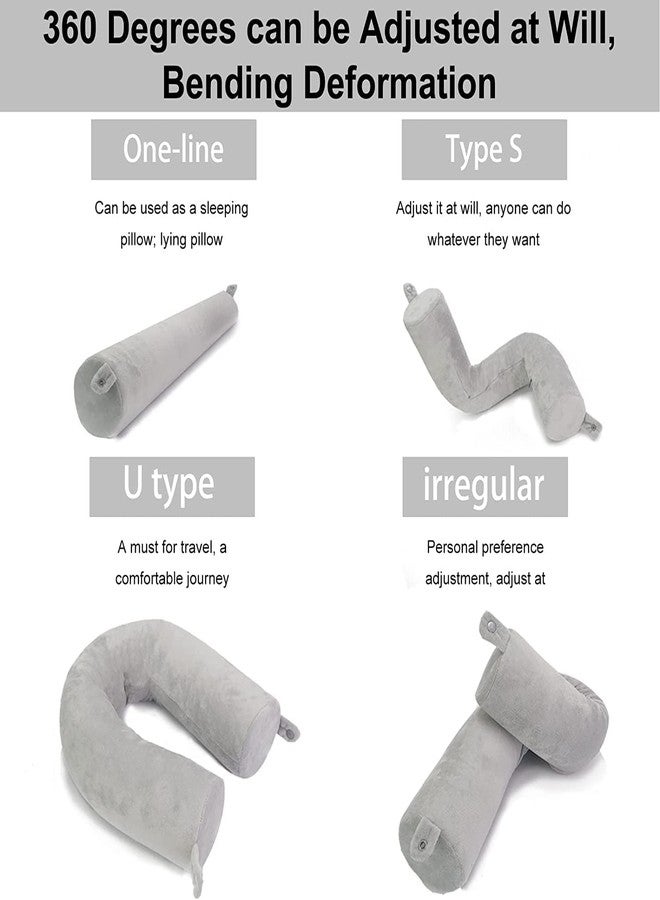 GBEX Twist Memory Foam Travel Pillow Neck, Chin, Lumbar Leg Support Traveling on Airplane, Bus, Train at Home Bendable Roll Pillow with Washable Soft Cover (Multi Colour) - Image 4