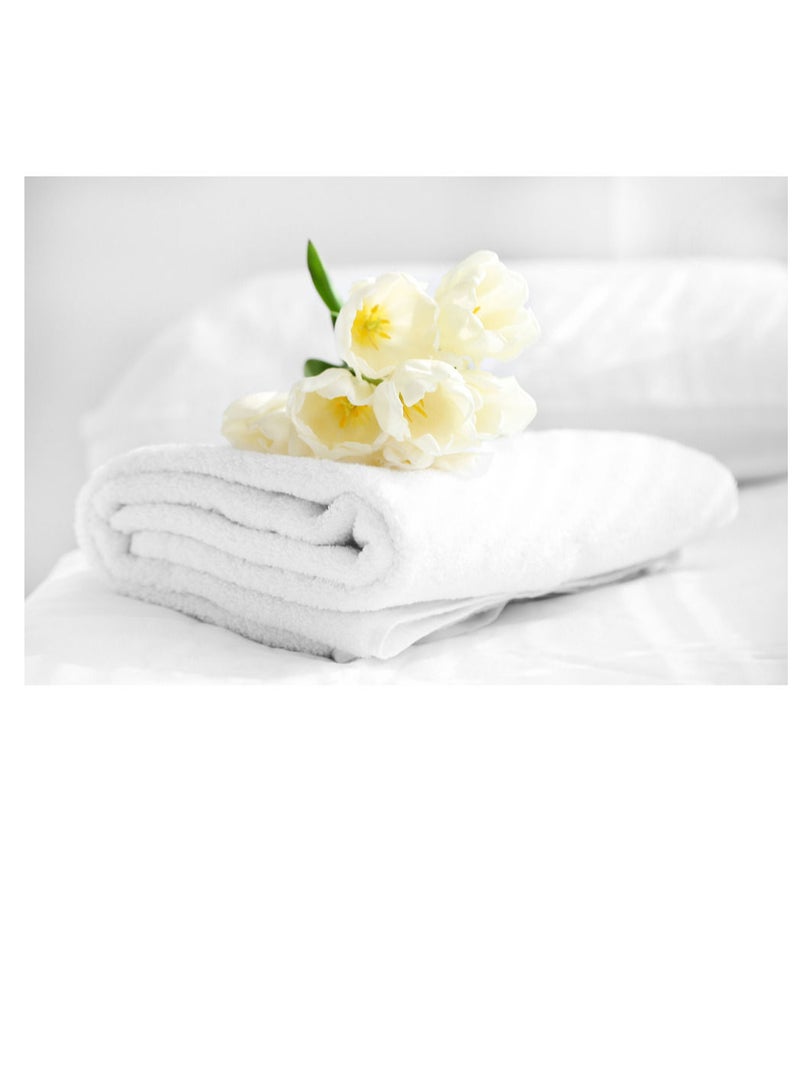 Banotex Plain white body towel, size (140*70), 100% Egyptian made, made of the finest types of Egyptian cotton to give softness and fast absorption, characterized by its edges, which adds a touch to its appearance. - Image 4