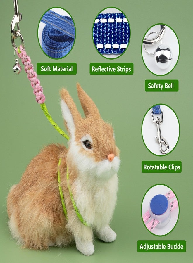 GAGILAND 2pcs Ferret Harness and Leash Figure 8 Harness with Reflective Strap and Bell for Ferrets, Rabbits, Bearded Dragon, Guinea Pig, Chinchilla and Hamster Small Animal Harness (Blue+Pink) - Image 4