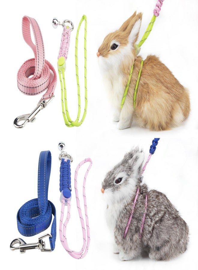 GAGILAND 2pcs Ferret Harness and Leash Figure 8 Harness with Reflective Strap and Bell for Ferrets, Rabbits, Bearded Dragon, Guinea Pig, Chinchilla and Hamster Small Animal Harness (Blue+Pink) - Image 1