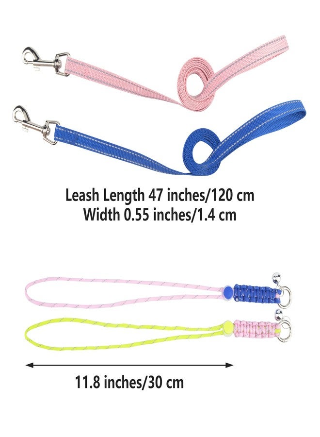 GAGILAND 2pcs Ferret Harness and Leash Figure 8 Harness with Reflective Strap and Bell for Ferrets, Rabbits, Bearded Dragon, Guinea Pig, Chinchilla and Hamster Small Animal Harness (Blue+Pink) - Image 2