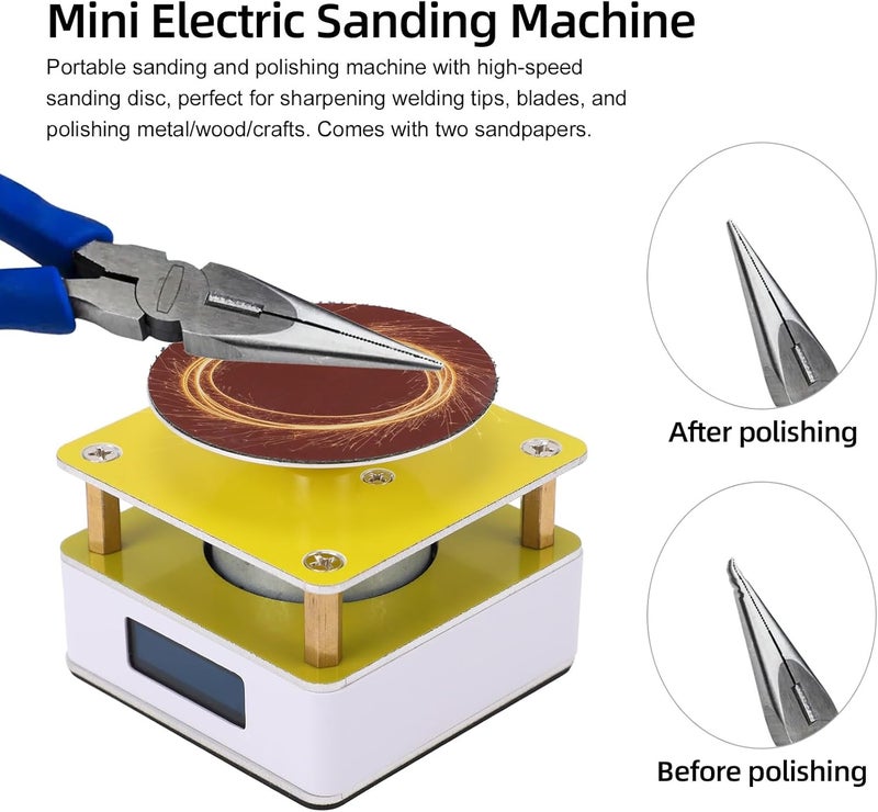 Luocute Mini Electric Polisher Grinder, Portable Sanding and Polishing Machine with High Speed Sanding Disc, 2 Sandpapers, 5V 9V Adjustable Speed up to 10000 RPM, for Sharpening - Image 2