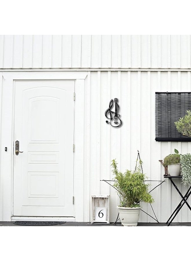 MIRFA Wooden Wall Art With Self Adhesive Base - Black (Guitar & Musical Note) - Image 4