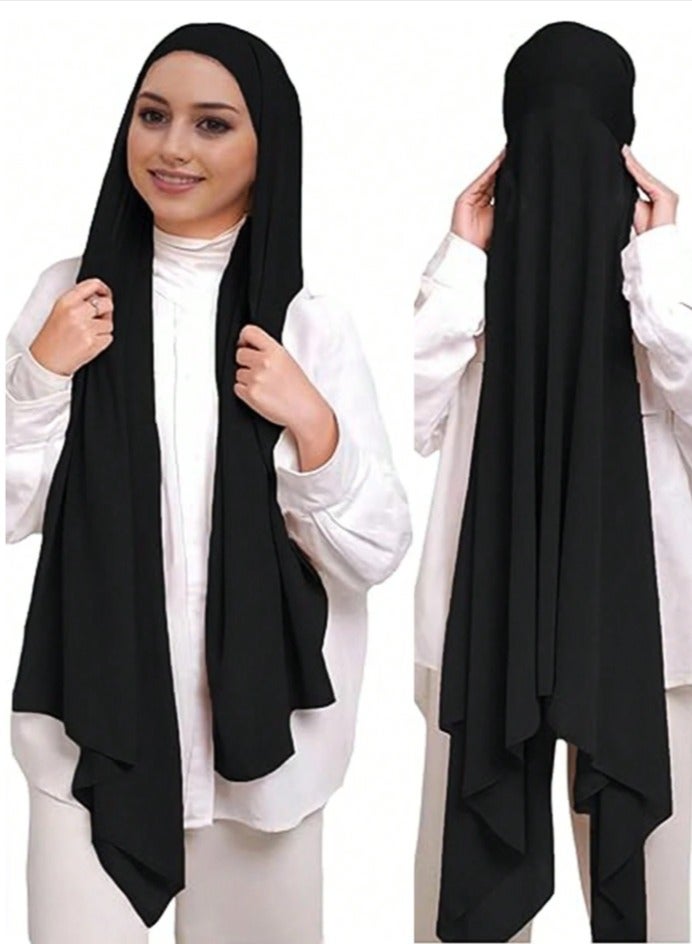 Instant Hijab Women Chiffon Hijab Set Convenient Scarf Hat All-in-One Long Scarf for Women Daily Wear - Image 1