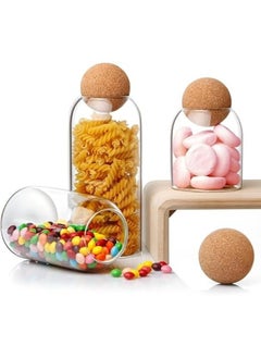 Happy Home Set of 3 Glass Storage Jars, Home Storage Bottle, Kitchen Storage Jars, Spice Jars Set with Wooden Lid Ball (500ml-800ml-1200ml)  - Image 2