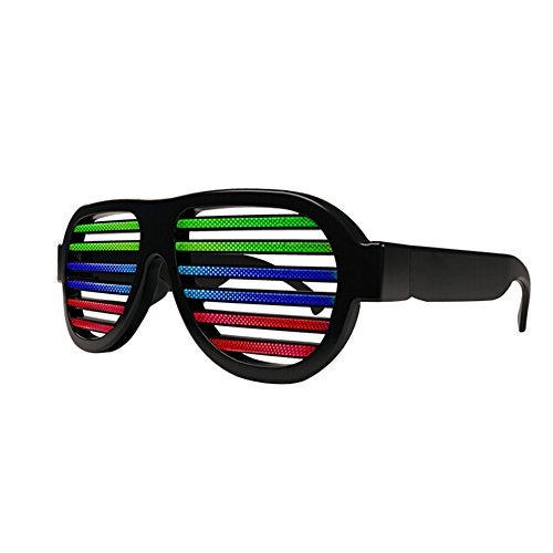 GS GLOWSEEN Light Up Shutter Glasses Sound Reactive - USB Rechargeable Rave Glasses - Black - Image 5