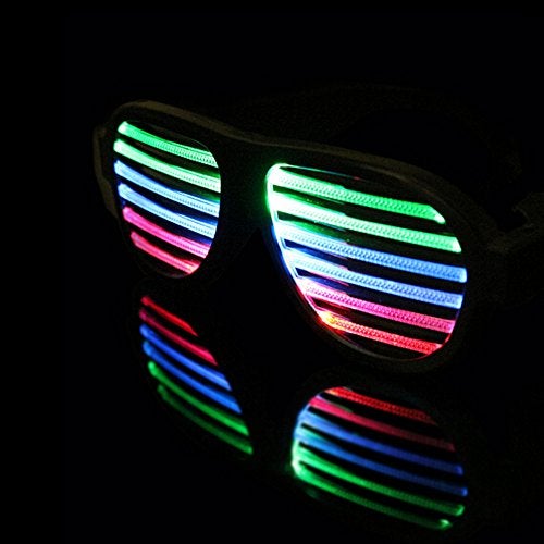 GS GLOWSEEN Light Up Shutter Glasses Sound Reactive - USB Rechargeable Rave Glasses - Black - Image 2