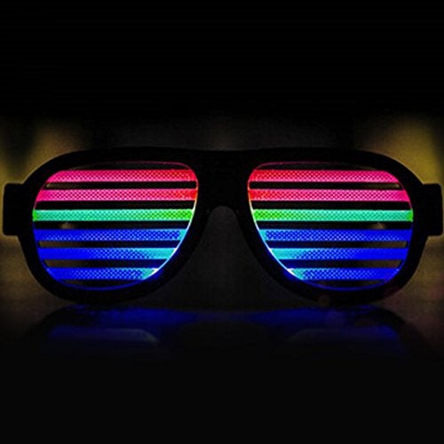 GS GLOWSEEN Light Up Shutter Glasses Sound Reactive - USB Rechargeable Rave Glasses - Black - Image 4