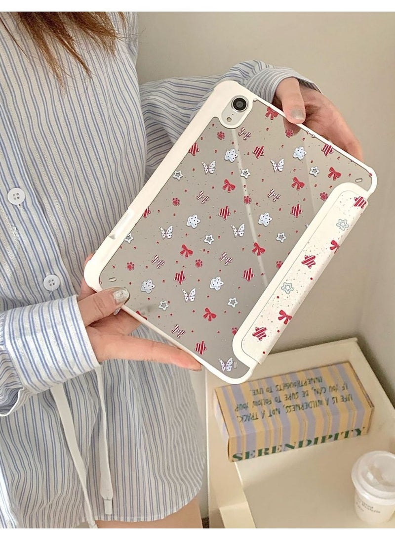 general Triple Adjustable Kickstand Hard Folio Case for Apple iPad 10 10th Gen 10.9 inch 2022 Model Tablet Cream White Pink Bow Flowers Floral Refreshing Chic Delicate Cute Lovely Cartoon Girls Kids - Image 3