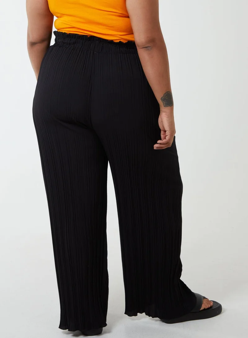 بلو فانيلا Curve Plain Elasticated Waist Plisse Culotte