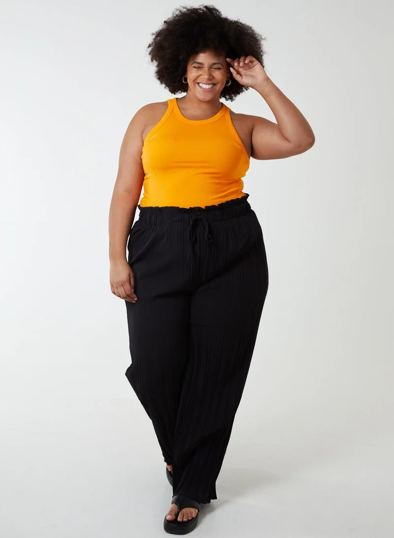 بلو فانيلا Curve Plain Elasticated Waist Plisse Culotte